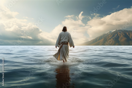 Jesus walking on water- made with generative ai
