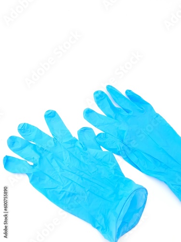 Medical gloves isolated on a white background. Blue medical gloves