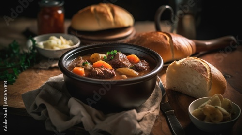 stew with potatoes and vegetables. Generative AI