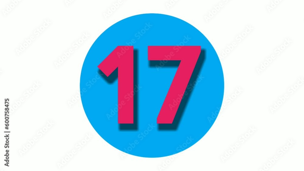 Number seventeen 17 cartoon animation on white background,4k cartoon video number motion graphics for video elements Number seventeen 17 cartoon animation on white background,4k cartoon video number motion graphics for video elements