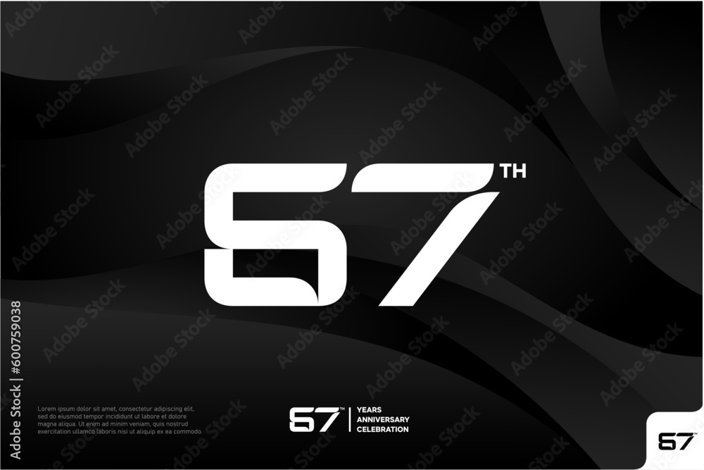 Number 67 logo icon design, 67th birthday logo number, anniversary 67
