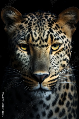 Close up portrait of a leopard, Generative AI