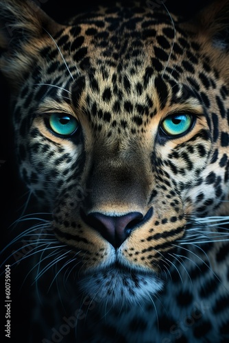 Close up portrait of a leopard  Generative AI