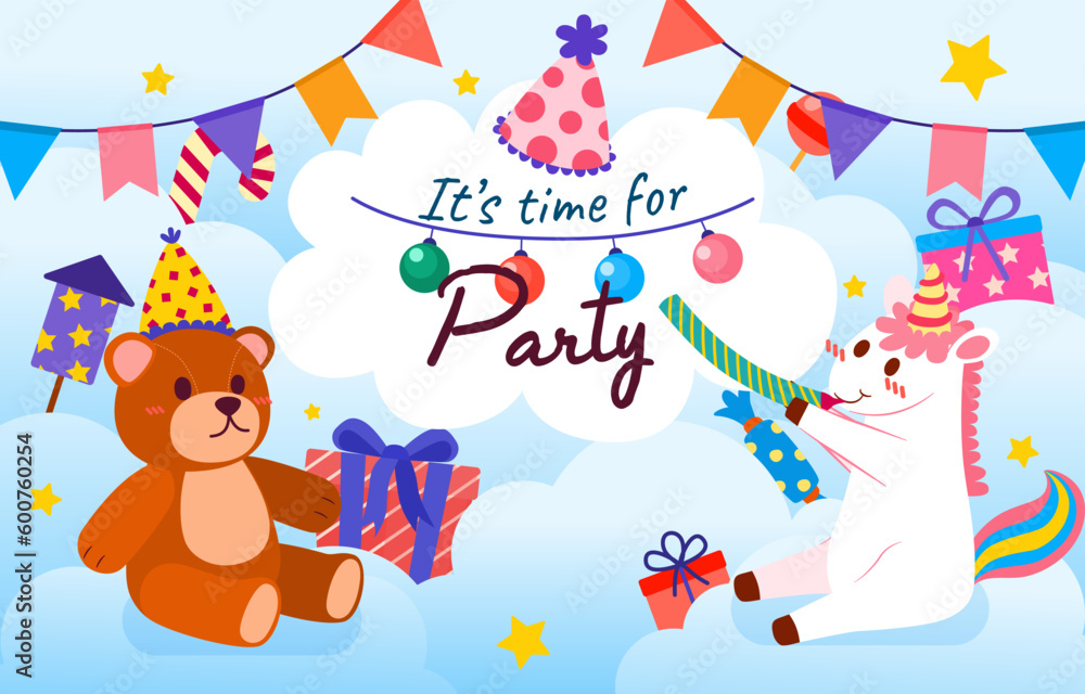 Obraz premium Greeting card design with lovely party vector