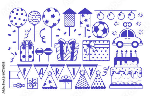 collection of party with lovely element vector