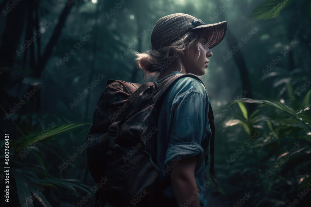 Hiking boots on a trail in the forest. hiking concept. AI generative. IA generativa Hiking boots on a trail in the forest. hiking concept. AI generative. IA generativa