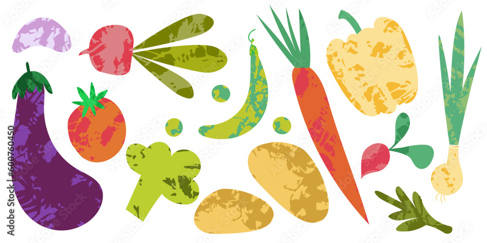 Set of local fresh vegetables with texture on a white background Set of local fresh vegetables with texture on a white background