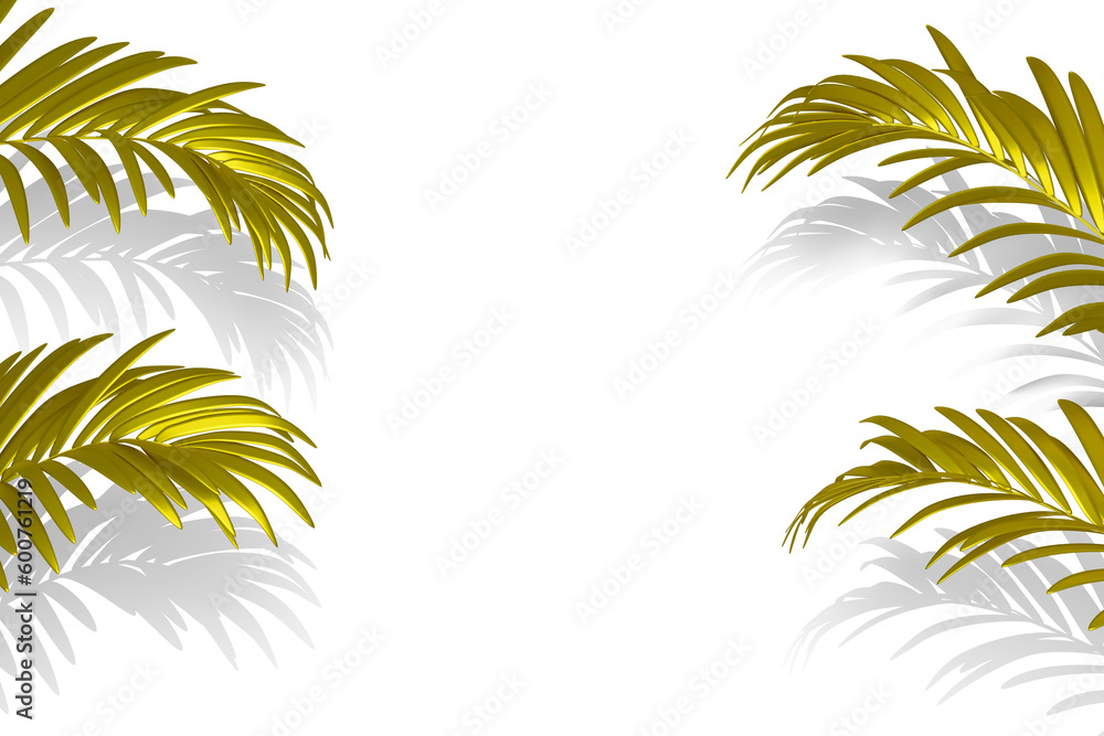 palm tree leaves frame with shadows . 3D rendering