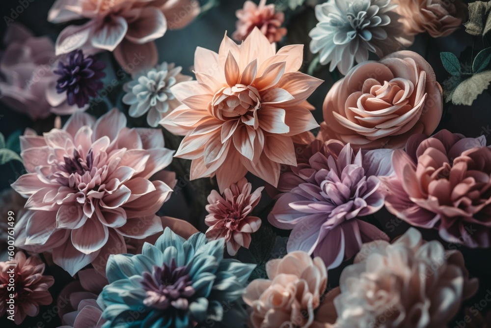Beautiful pastel paper flowers for any occasion. Perfect for cards, backgrounds, and more. Generative AI