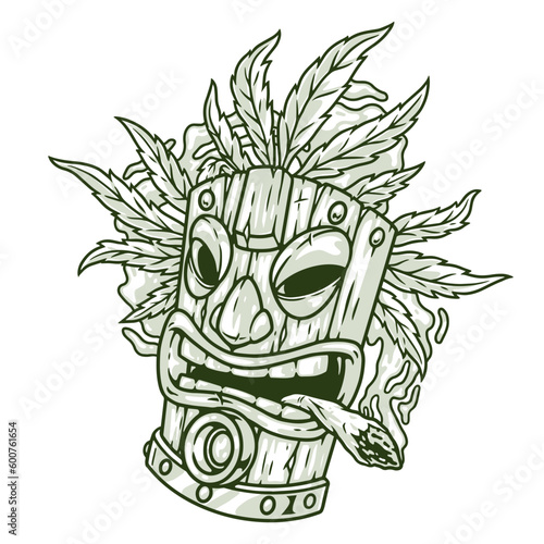 Smoking cannabis monochrome detailed logotype