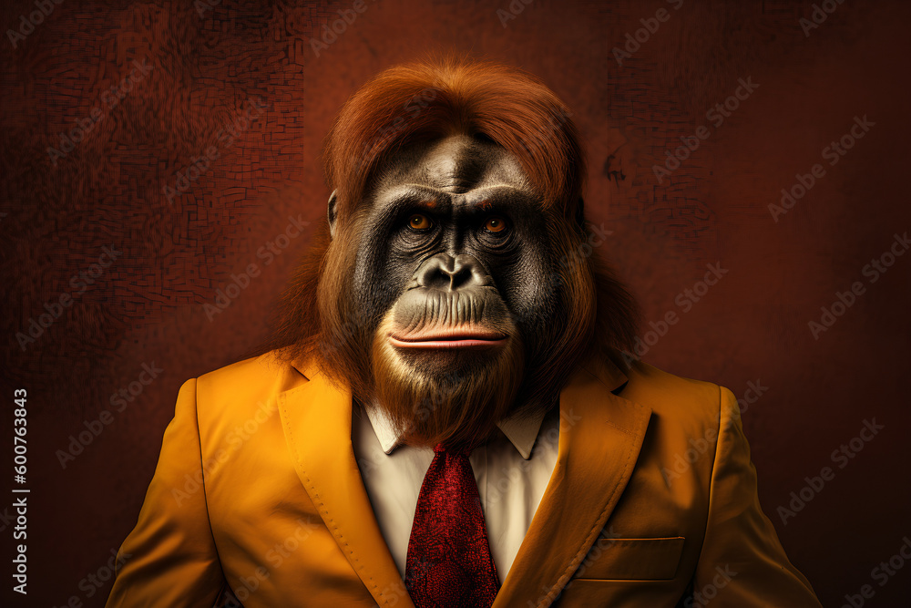 Business Ape: Confident and Powerful Orangutans in a Suit, Generative AI Business Ape: Confident and Powerful Orangutans in a Suit, Generative AI