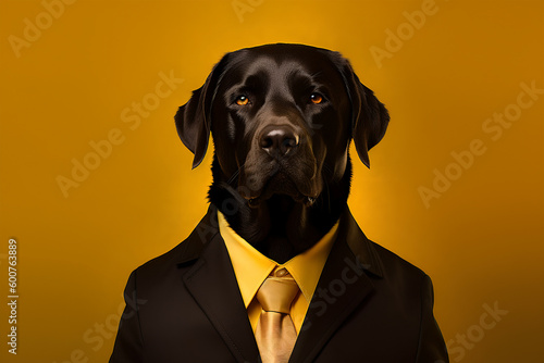 Business Dog: Confident and Strong Labrador in a Suit, Generative AI © spreephoto