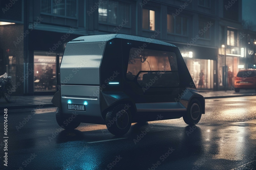 Innovative urban delivery vehicle with futuristic design. Generative AI