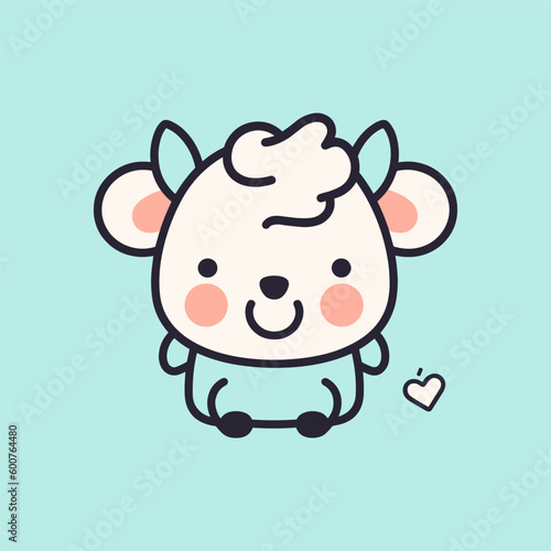 Buffalo cute kawaii cartoon illustration