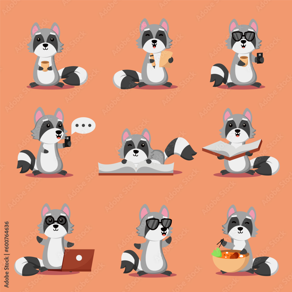 Set of animal with various activity for graphic design vector Set of animal with various activity for graphic design vector