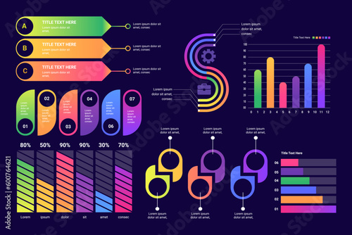 Screen with HUD interface elements set in control infographic digital illustration