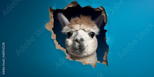 Happy lama on bright background created with generative ai tools