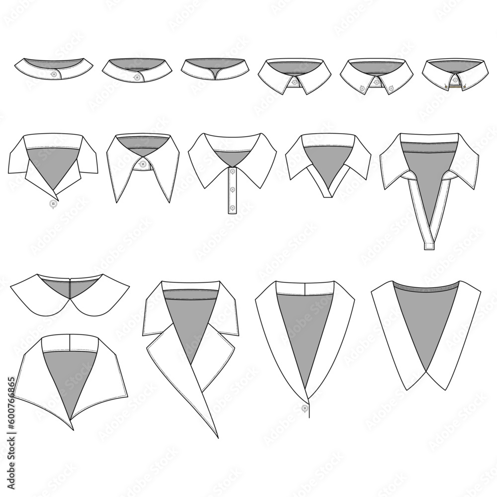 Different types of collars. A set of neckbands and collars. A bunch of