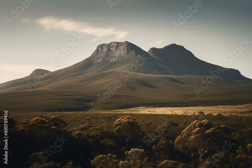 View of Stirling Range National Park and Bluff Knoll; Tallest peak and mountain range in Western Australia. Generative AI photo