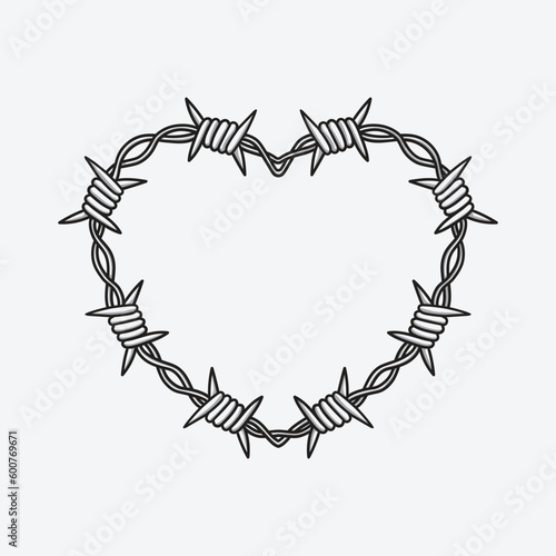 Vector illustration of barbed wire heart