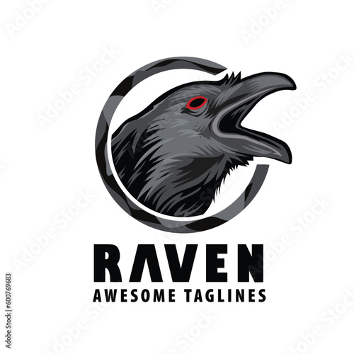 Vector illustration of raven bird head