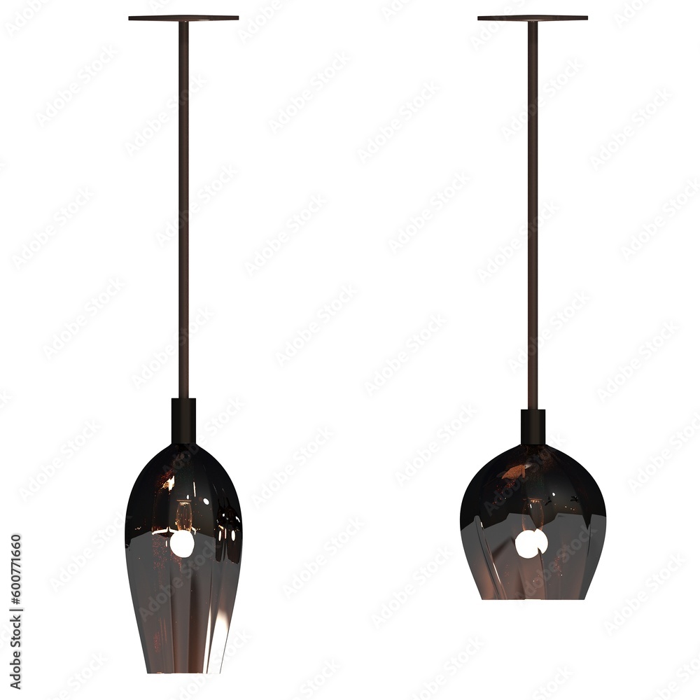 Naklejka premium chandelier on the ceiling isolated on white background, hanging lamp, pendant light, 3D illustration, cg render