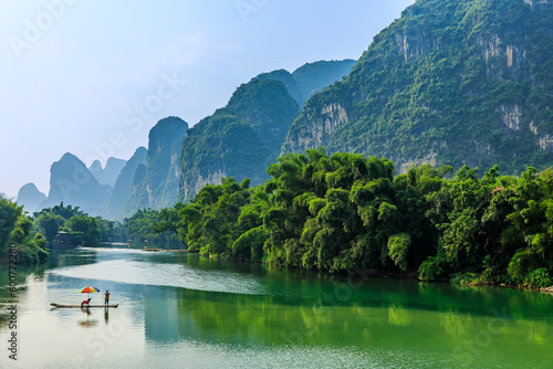 Beautiful mountain and water natural landscape in Guilin, Guangxi, China. 