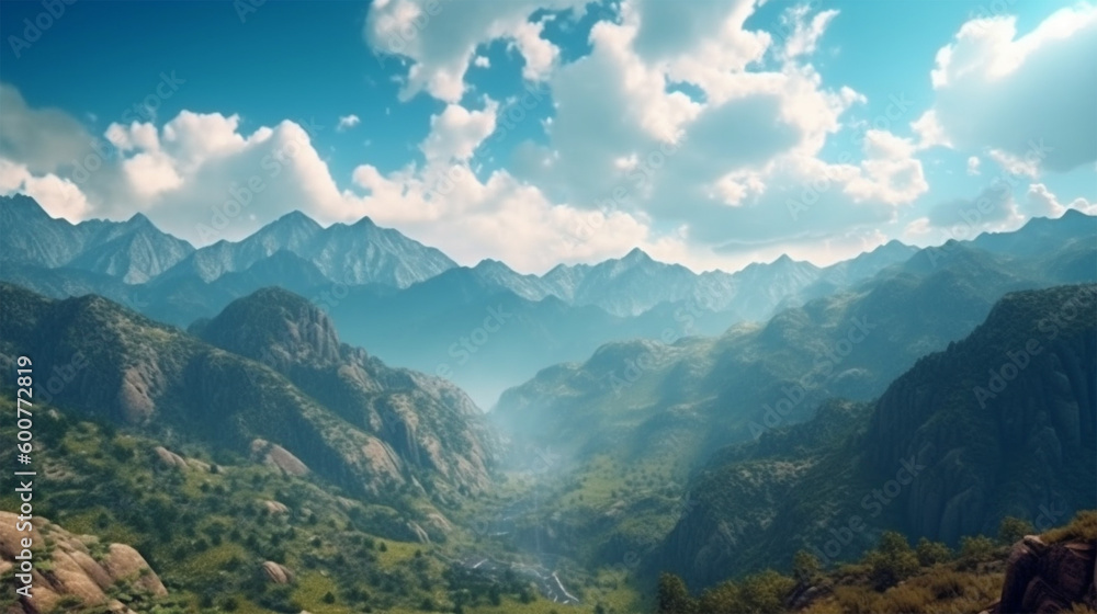 Obraz premium Misty mountain landscape , Generative AI