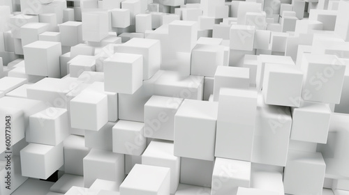 Random shifted white box cube block background   Generative AI