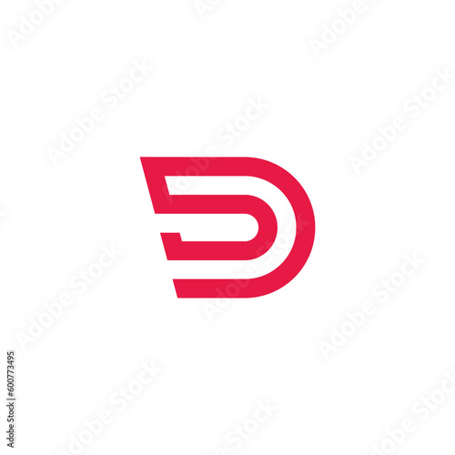 letter sd 5d simple geometric line logo vector