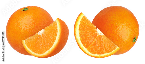orange fruit and slice isolated, Orange fruit macro studio photo, transparent png, PNG format, cut out