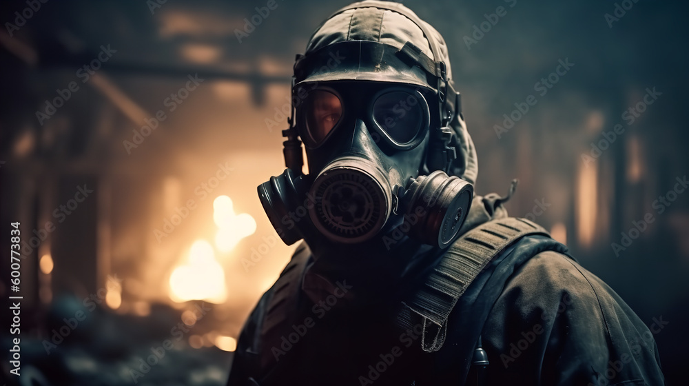 person in gas mask person in gas mask