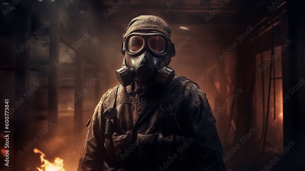 person in gas mask person in gas mask