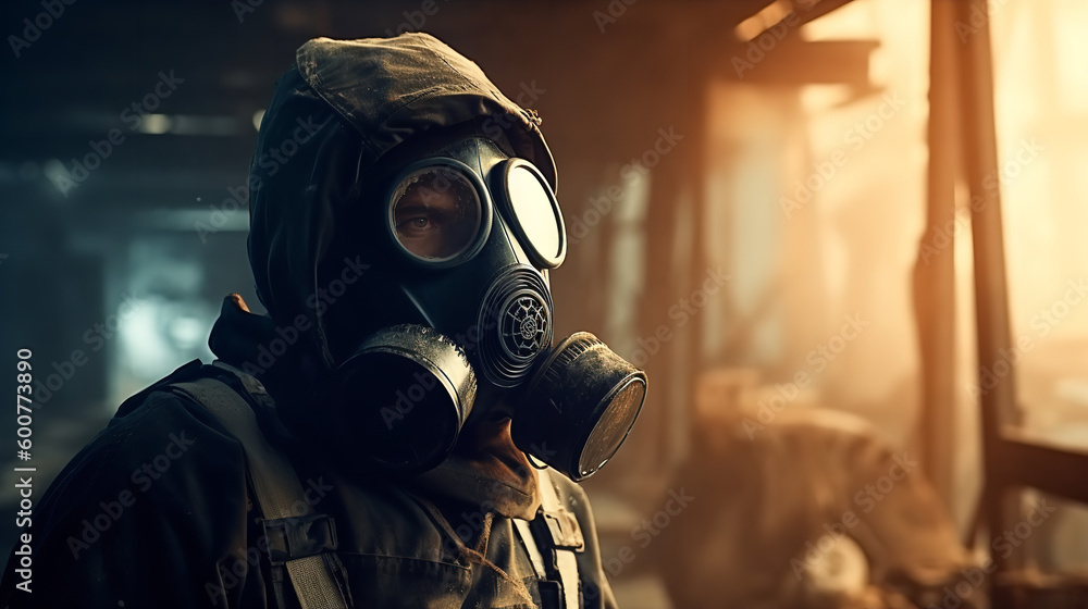 person in gas mask person in gas mask