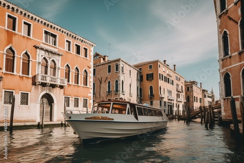 A scenic canal tour in Venice, Italy with breathtaking architecture in the background. Generative AI