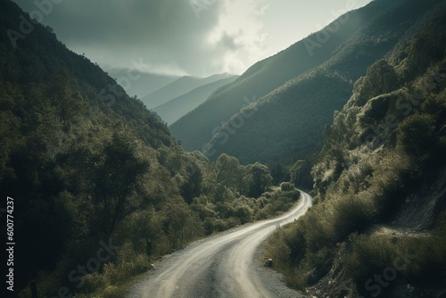 Mountainous road. Generative AI © Ori