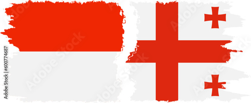 Georgia and Indonesia grunge flags connection vector