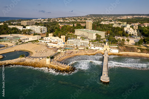 Aerial view of Saints Constantine and Helena, resort town on the Bulgarian Black Sea coast, near Varna photo