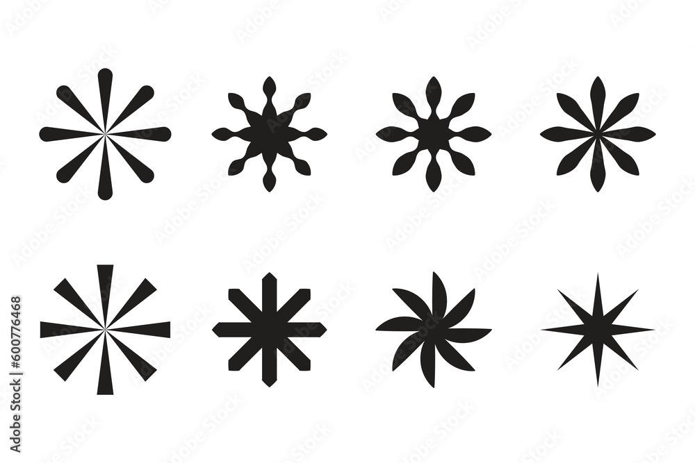 set abstract star flower minimalist icon. set abstract star flower minimalist icon.