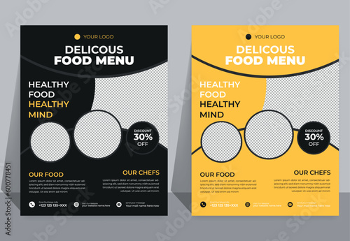 Fast Food Flyer Design Template cooking, cafe and restaurant menu, food ordering, junk food. Vector illustration for banner, poster, flyer, cover, menu, brochure