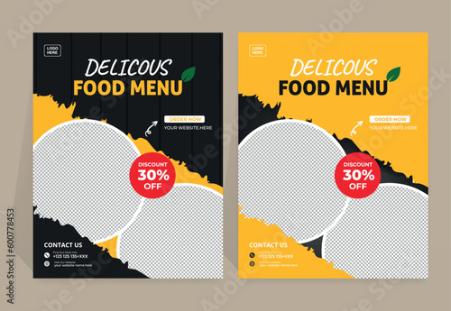 Fast Food Flyer Design Template cooking, cafe and restaurant menu, food ordering, junk food. Vector illustration for banner, poster, flyer, cover, menu, brochure