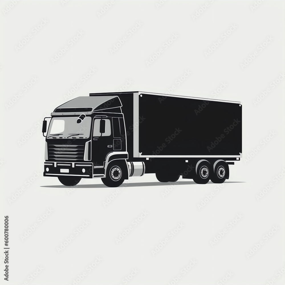 silhouette of delivery truck, isolated vector illustration on white background for logo, graphic design, advertising, and marketing. generative ai