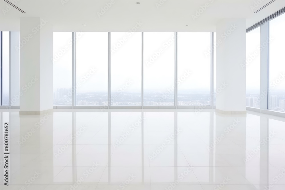 Obraz premium Empty modern office space generative ai illustration with copy space