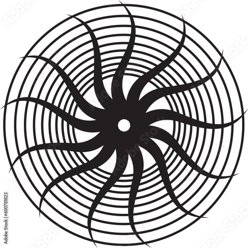 A curved star over concentric circles mandala. Vector illustration