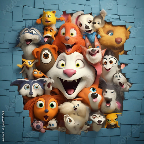 Wallpaper Mural Funny animal with going through wall Generative AI Torontodigital.ca