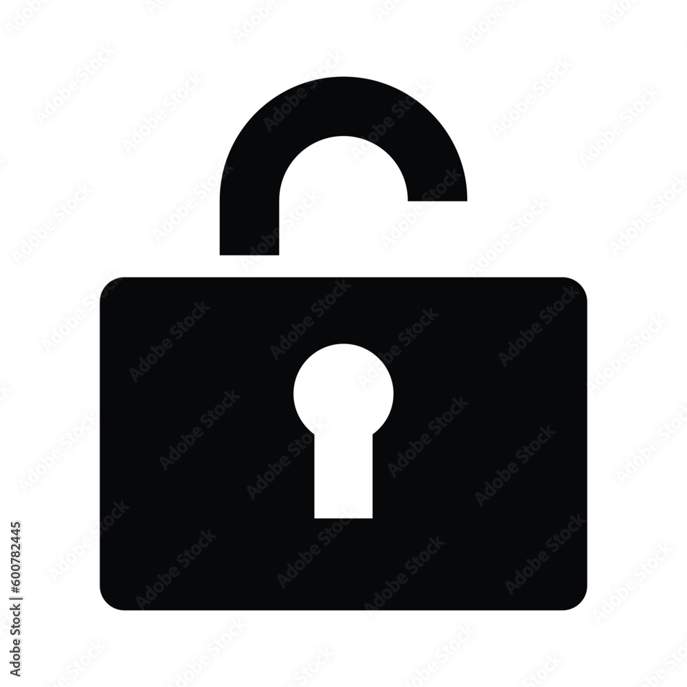 unlock glyph icon illustration vector graphic