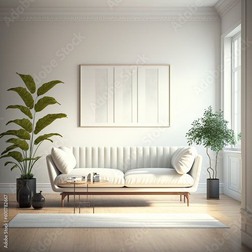 modern living room with sofa, 3D render, design, inspiration, modern colors (AI generated picture, not real person or object! - FREE copyright- )