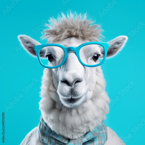 Funny animal with glasses and necktie Generative AI