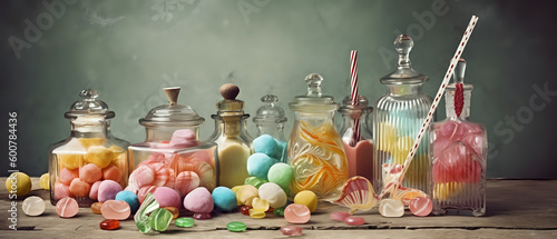 Beautiful colorful candy decoration background - generative AI - varieties of colorful candies