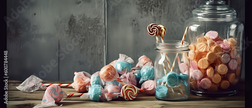 Beautiful colorful candy decoration background - generative AI - varieties of colorful candies